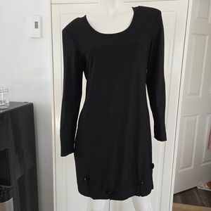 Joseph Ribkoff Black Stretch Knit Top with Label Detail
